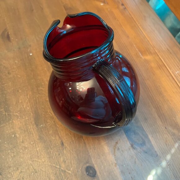 Vintage Ruby Red Glass 42oz Jug Pitcher by Anchor Hocking Glass - Picture 7 of 8